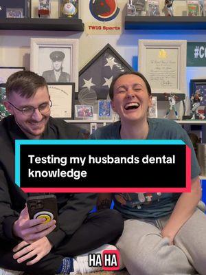 Testing my husbands dentistry knowledge 😂 @TW1G #fyp #dentalhygienist #dentist #dentistry #dental #test #husband #wife #fypシ゚viral #fypシ #trend #viral #quiz #CapCut 