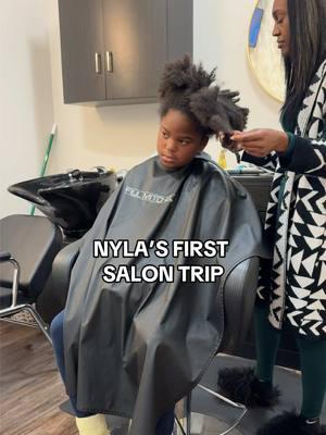 This was her first salon trip (outside of me doing her hair) and she did soooo good 🥰 .. Her hair has been holding up really well too .. Great investment!!!  #aminoacidtreatment #silkpress #naturalhair #kidshairstyles 