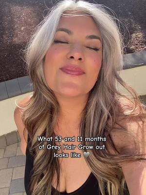 Are you on your gray hair grow out journey too join me in all the silver sisters here let’s stay inspired🩶👑#silversisters #silverhairinfluencer #silverhair #greyhairgrowout #genx 