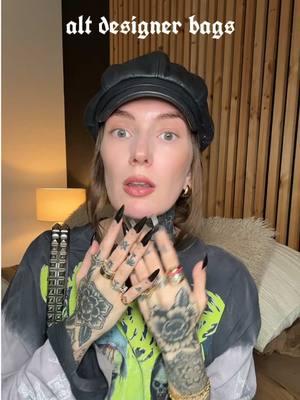 This designer launched 3 alternative designer bags? Which one is your favorite? #studdedbag #alttiktok #darkaesthetic #designerbags #altbag #alternativefashion #handbags #softgoth #palmtattoo #handtattoo #studded #nordstromfinds 