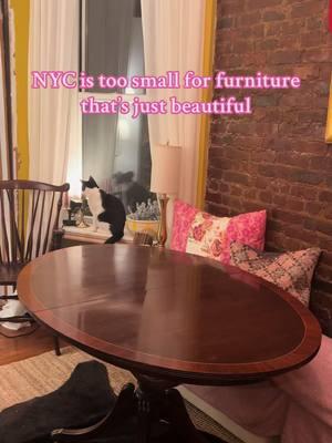 Me shopping for furniture for a New York apartment. Everything must be both ✨beautiful✨ and ⚙️dynamic⚙️ #nycapartment #antiquelover #furnitureshopping 