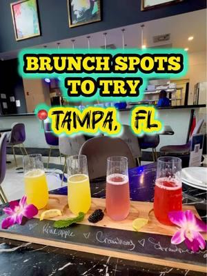 🌴 What are you adding to your list? 😋🔥 #brunch #tampa #FL #eats #Foodie #tampabay #placestoeat #weekend #unlimited #mimosa  #tpa #thingstodo #dayout #florida  #foryoupage #drip #waffles #seafood #tampatok 