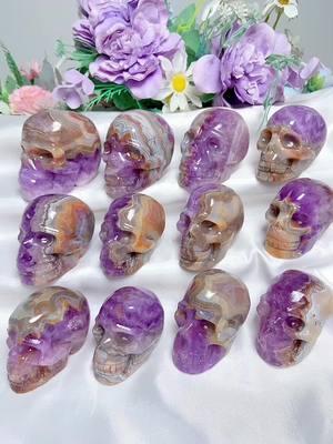 The new dream amethyst carving skull，Its colors are beautiful, each one is selected, and the quality is great. Welcome to watch my live broadcast and buy them.😈🥳🥳 #crystals #crystal #dreamamethyst #amethyst #amethystcrystals #crystaltok #crystalshop #crystaltok🔮 #crysyalhealing #crystalsoftiktok #crystaltiktok #crystalshopping #crystalmagic #crystallove #healingcrystals #crystalquartz #crystalgems #surprise 