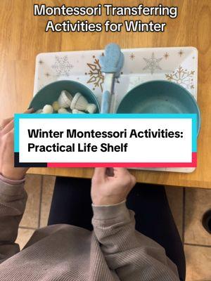 Take a peek at the winter-themed transferring activities on the Practical Life shelf in our Montessori preschool classroom! ❄️ From using mitten tongs to move hats to spooning winter bells, these hands-on tasks are perfect for building fine motor skills and strengthening prewriting muscles. Each activity is designed to engage little hands while fostering focus and independence. #finemotorskills #practicallife #montessori #preschoolteacher #montessorimom #montessoriathome #montessoriactivities #prewritingskills 