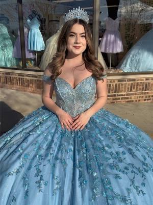 Pretty princess in baby blue! Available in store and in other shades to order!👸🏻🩵🦋 #lucerosfineboutique #quinceañera #aurora #illinois #Quincedresses @Princesa 