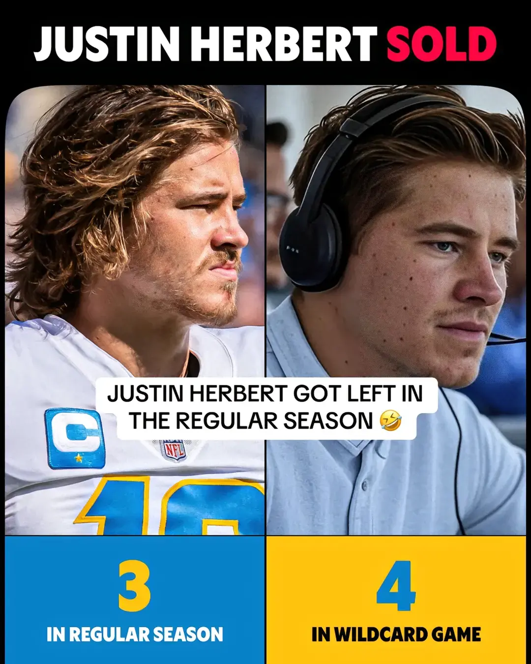 Justin Herbert man, what happened!?! 😳 #justinherbert #chargers #wildcard #nfl #NFLPlayoffs #qbdebate #nfldebates #tuavsherbert #texans 