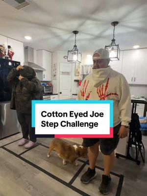 Cotton Eyed Joe Challenge. Step in Square Challenge. This was fun and dangerous lol. #fyp #cottoneyejoe #stepchallenge #squarechallenge #husbandwife #marriedlifecomedy 