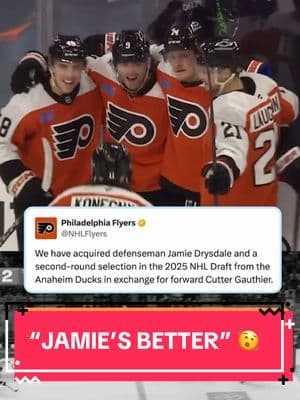 Talk about long-term storytelling, Jamie Drysdale scores vs. his former team while facing off against the player he was traded for— Flyers fans LOVED it 🗣️ @Philadelphia Flyers #hockey #hockeytok #flyers #NHL 