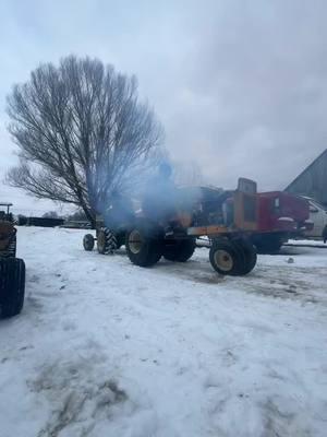 Decided to play a little while it's cold and froze out, testing the clutch and everything, sketchy is a understatement😂#cubcadet #turbodiesel #international #gardentractor #compoundturbos #fyp 