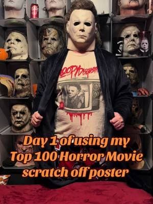 Day 1 of using my Top 100 Horror Movie scratch off poster…gotta start with my favorite movie #myersoftc #halloweencommunity #horrorcommunityoftiktok #michaelmyers #top100horrormovies #horrormovienight #movienight #halloweeneveryday #michigancheck #🍿 #🎃 #🖤 