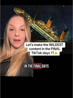 In the final days of TikTok spill the tea tell your stories and let’s go out with the wildest week of content.‼️ #tiktok #tiktokban #tiktokhearing #finaldays #comtentcreator 