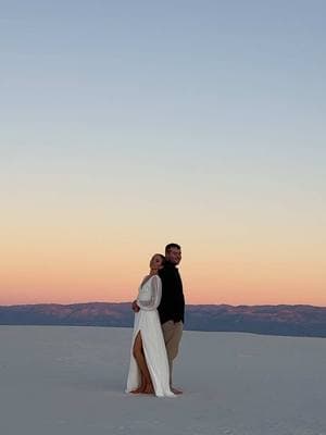 bts footage from our engagement photoshoot! it was breathtaking and the shoot of our dreams at the white sand national park in new mexico 🤍 our TOES were NUMB! can’t wait to see our photos!!#engagementphotoshoot #engagementshoot #whitesandsnationalpark #bridetobe @Hello Molly US @Lulus @Revolve @Neiman Marcus 