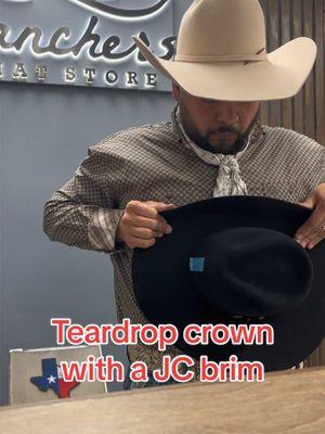 Love a cool teardrop crown !  #hats #hat #felthat #cowboyhat #hatshaper #hatshaping #customhats #western #westernwear #westernstyle #wildrag @mf.western.products 