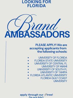 we’re looking for BRAND AMBASSADORS! (& want you to apply!) You’ll recieve exclusive perks such as merch packages, sales rewards, networking opportunities, and will join the BEST team there is 💖 reach out with any questions!  #sorority #sororitylife #college #collegegirl #marketingmajor #floridauniversities #uf #fsu #ucf #universityofmiami #fgcu #fau #universityoftampa 