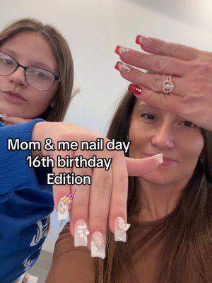 Nail day with Nevaeh for her 16th bday set 💅🏼 #momandmenails #naildaywithme #frenchtipbling #blingfrenchtips #momanddaughter #16thbirthdaynails #bdaynails #frenchtipbling #takemypicture 