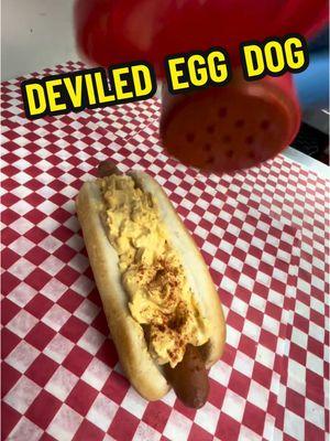 @Just Call Me G & @JustJuliaDD showing us how a Deviled Egg Dog is made.  #hotdog #hotdogs #njeats #njeat #njfood 