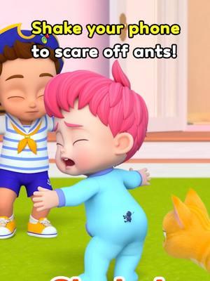 Try this! 🐜 Shake your phone to scare off ants!😵‍💫 #Bebefinn #game #ants #antsong #shakeyourphone #interactive#Bebefinnsong #education #nurseryrhymes #tiktokkids #baby #bebes #animation