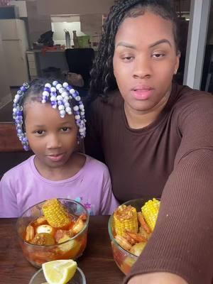 Me and my oldest daughter having us a shrimp, sausage, and corn and egg boil ##seafood ##shrimp ##seafoodlover ##monmyanddaughter ##fypシ゚viral ##seafoodasmr