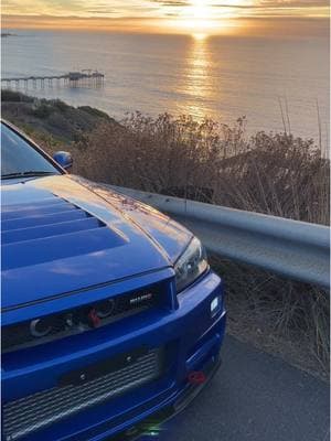 🌅  #r34skyline #jdm #sunset #skyline #baysideblue #ortegasautobody661 #zledslights #nissanskyline #fyp  @NISMO 