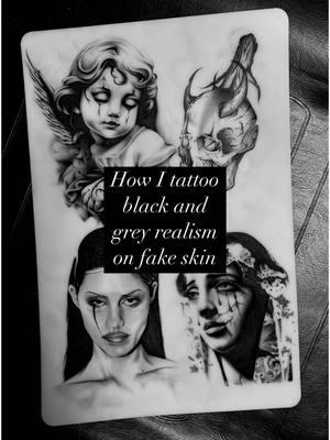 How I tattoo black and grey realism on fake skin, hope this can help anyone trying to learn - if you have more questions feel free to ask! #tattooapprentice #fakeskin #tattooing #bishoprotary #blackandgreytattoo #yumaaz 