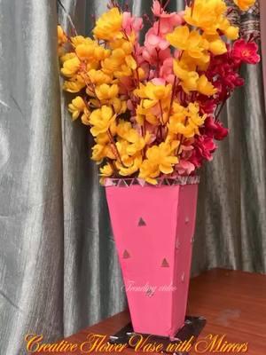 Creative Flower Vase with Mirrors — Cardboard Craft #flowervase #cardboardcrafts #diycrafts  #creatorsearchinsights 