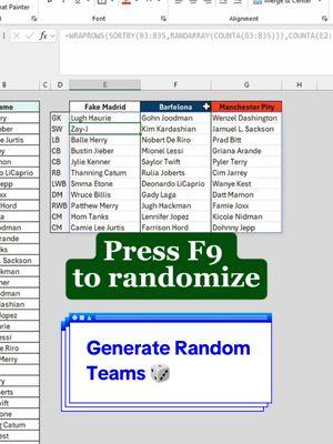 Generate Random Teams in Excel‼️ #cheatsheets #excel #exceltips #spreadsheet #googlesheets #tutorial 