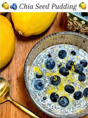 High Protein Lemon Blueberry Chia Seed Pudding 🍋🫐 34g protein, 16g fiber, 355 calories 🍋🫐 Zesty and popping with fresh blueberries, this is one of my very favorite chia seed pudding recipes 💛 🍋🫐Chia Seed Pudding Recipe Ingredients (2 servings): * 6 tablespoons chia seeds (or 5 tablespoons basil seeds) * 1 cup unsweetened almond milk * Zest and juice of 1/2 - 1 lemon * 1/2 cup fresh blueberries * 2 servings vanilla protein powder Instructions: 1. Mix chia seeds, almond milk, lemon juice, zest, and vanilla protein powder in a bowl. 2. Stir well and let sit for 5 minutes, then stir again. 3. Fold in the fresh blueberries. 4. Refrigerate for at least 30 minutes or overnight. 5. Garnish with extra lemon zest and blueberries before serving. #chiaseedpudding #chiapudding  #highproteinbreakfast #easybreakfastrecipes #chiaseeds #basilseed #sugarfreebreakfast #mealprep 