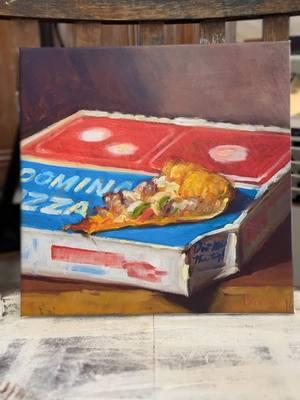 My oil painting of Dominos #art #painting #stilllife #pizza #dominos #noahverrier @Domino’s 