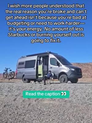 Being broke and stuck in the cycle of "just getting by" isn’t a money problem—it’s an energy problem. Here’s the truth no one tells you: ✨ Budgeting harder won’t fix it. ✨ Hustling yourself into burnout won’t fix it. ✨ Cutting out every little ‘luxury’ in life won’t fix it. What will? Shifting your energy. When you’re in alignment, you stop leaking energy into fear, scarcity, and self-doubt. You make decisions from a place of abundance, not desperation. You attract opportunities that match your mindset and energy. The key to financial freedom isn’t working harder—it’s transforming the energy you bring to money, wealth, and your life. Watch my free workshop ASAP 😉 #abundancemindset #digitalnomad #vanlifetravel 