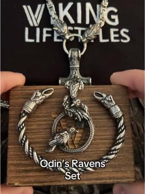 Keep Odin’s Ravens Close 🐦‍⬛ Viking Jewelry 🪓⛓️  #odinsravens #norsetattoo #norsemythology #viking 