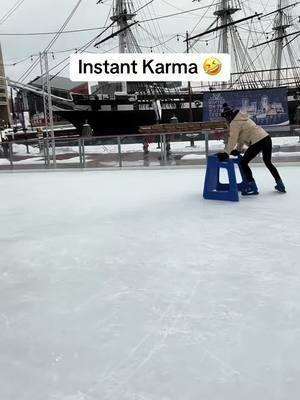 Karma is a runner and a track star when it comes to me 🤣🏃‍♂️💨 #fypシ #funny #karma #instantkarma #relatable #IceSkating #trainingwheels #baltimore #fun #snow #relationships 