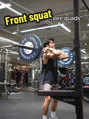 There are certains reasons to program the front squat into your routine. But, “targeting more quads” is not a valid one when a high bar squat with an upright torso position will also achieve a similar effect. #fyp #fitness #gym #bofybuilding 