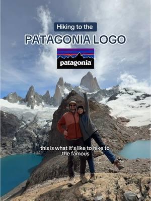 HIKING TO THE PATAGONIA LOGO ⛰️🥾✨ this is the Laguna de los Tres hike in El Chaltén, the national trekking capital of Argentina 🇦🇷 #fitzroy #elchalten #patagoniatravel #patagoniaargentina #hikingtrails 