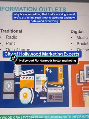 “Hey Mayor Josh, congrats on another four years! You’ve fixed the permitting office and brought in a new city manager—great operational progress. But now it’s time to fix Hollywood’s image. Right now, it’s ghetto, and that’s why we’re not attracting the restaurants or hotels we deserve, like Pompano Beach does. Pompano’s marketing director has a master’s in marketing and it shows—transformational events, smart campaigns, and big wins. Meanwhile, Hollywood’s marketing is stuck with Joan, making over $100K a year with no real marketing education or experience. We deserve equal marketing, with real strategy and innovation—not the same tired ideas every year. Where’s the airport advertising? Where’s the vision? Hollywood needs better marketing to thrive. Let’s make it happen! #HollywoodFL #FixTheImage #BetterMarketing” “We need fresh ideas in Hollywood, FL! It’s time to hire someone under 30 with a master’s in digital marketing—someone who understands how to actually connect with people in 2025. Not middle-aged former TV reporters looking for an easy, no-accountability city job. Let’s prioritize innovation, not outdated thinking! #HollywoodFL #DigitalMarketing #TimeForChange” time to course correct for the residents and businesses of Hollywood and new buildings opening here