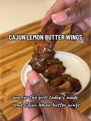 Sometimes an air fried wing just does the trick and these Lemon Butter Cajun Wings did not disappoint! #wings #lemonpepperwings #chickenwings #airfryerrecipe 