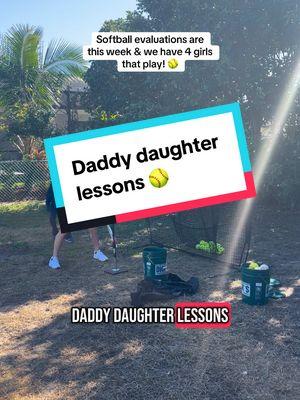 Daddy Daughter lessons before evaluations this week! 🥎 #parentsoftiktok #dadsoftiktok #sportsdad #softballdad #daddydaughter #softballtraining #backyardfun #MomsofTikTok #wifelife #childhoodmemories 