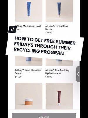 Yearly reminder cause it’s awesome & what’s better than getting a gift card for using up your stuff!!! @Summer Fridays #summerfriday #lipbutterbalm #jetlegmasque #summerfridaysrecyclingprogram #redusereuserecycle 