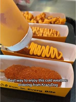 Stay warm out there everyone! If you’re able to make it out, come to KrazyDog and enjoy our delicious Korean Corndogs and more! 4 Locations:  📍 Cypress, TX (7160 Barker Cypress Rd.) 📍 Houston, TX (12645 Tomball Pkwy Ste. 400) 📍 Katy, TX (1507 S Mason Rd)  📍 COMING SOON #krazydog #friedfoood #corndogmozarella #koreancorndogs #koreancorndog 