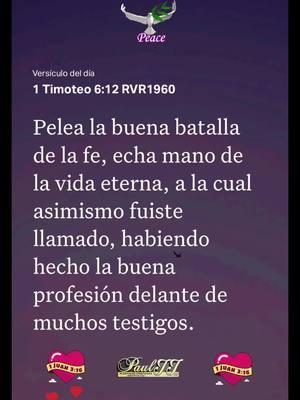 1 Timoteo 6:12 RVR1960 #labibliaapp #versiculodeldia #amor #jesus #fe #juan316 #fuegodelespiritusanto  #pauljjmusic🙏🏻📖🙌🏻👍💡 