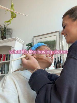 Please don’t let her do your makeup 😂 #abbeyleague #sisters #makeup #havingsisters #makeuptrial #makeuptechnique #funny #sisterhumor #family 