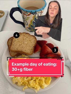 If you struggle to eat enough fiber throughout the day, you are not alone! Many people struggle to get the recommended amount… At least 25 g per day for women and at least 38 g per day for men. Here’s an example day of eating that will give you 30-35 g of fiber.  If you like this, and would like more help incorporating fiber, as well as protein and other blood sugar friendly nutrients, check out my new meal plan offerings!  #m#milknhoneynutritiond#diabetesb#bloodsugart#type1t#t1dt#type1diabetest#type2t#t2dt#type2diabetesp#prediabetesb#bloodsugarfriendly