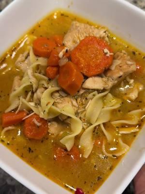 Chicken Noodle Soup ❤️👩🏽‍🍳 3 chicken breast  1 onion 5 carrots 3-4 stalks of celery  1/2 package of egg noodles Seasoning blend: 1 tsp Garlic salt Smoked paprika  Red pepper flakes (1/2 tsp) White pepper (1/2 tsp) Roasted garlic powder  Basil Tony’s original  Cavenders all purpose  Lemon pepper  Greek seasoning  Chicken bouillon paste Cooking instructions: Cook chicken breast 3/4 of the way until done before adding diced veggies and 5-6 cups of water. Add more seasoning to taste and cook until carrots are tender (about an hours). Add butter and egg noodles and cook for an additional 8-10 minutes. Enjoy!  #fyp #CapCut #chickennoodlesoup #homemade #recipes #chicken #cooking #soup #soupseason #soupseries #asmr #easydinner #fluseason 