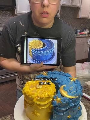 Let me show you how I decorated the moon and sun cake for the first time ever!! I was in love with the final results! #Cake #Buttercream #ButtercreamCake #MoonAndSun #MoonAndSunCake #MoonCake #SunCake #CakeDecorator #CakeDecorating #CakeTutorial #cakelady #magally 