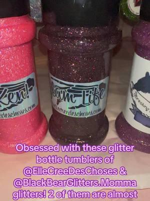 Obsessed with these glitter bottle tumblers of @ElleCreeDesChoses & @BlackBearGlitters.Momma glitters! 2 of them are almost ready to head to their new homes! #customtumblersoftiktok #3dtumbler #glitterbottletumbler #glitters #glitter #ellecreedeschoses #blackbearglitters #glittersnob #glitterheaux #customtumbler #glamlife #hiken #breakingdawn #foreverdawson #crafttok #DIY #desiglamlife 