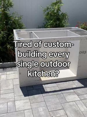 Pro-Fit ready-to finish cabinet comes with precise openings to fit your designed appliances, plus, saves you time and money #KitchenHacks #kitchencabinets #outdoorcooking #outsidekitchen #backyard #renovation #diyproject #contractor #hardscapebrotherhood 