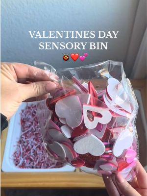 Valentine’s Day sensory bin for all the little love bugs out there!🐞 💕❤️  What you’ll need: 💖Pink, red + white paint or markers  💖 one black marker  💖 paper shreds 💖 hearts- can be felt, plastic, cardboard, construction paper… whatever works best for you! I found these at hobby lobby. 💖 cardboard to draw your love bug on and you’re all set!  #ValentinesDay #kidsvalentines #sensorybin #toddleractivities #sensorytable #kidsplay #sensoryplay #valentinesdayathome #valentinesactivity #kidsoftiktok #sensoryactivities 