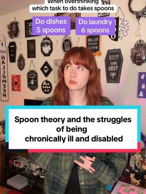 Spoon theory is a metaphor to show how those of us with chronic illness and disability have limited energy for daily tasks. Spoons are meant to show how much energy someone has and how much energy something takes comparatively. If you’re curious and want to learn more, check out this video!  @Kit ✨♿️  #chronicillness #chronicillnessawareness #chronicillnesstiktok #chronicillnesslife #invisibleillness #invisibleillnessawareness #invisibledisability #disability #disabled #disabilitytiktok #disabledtiktok #disabilityawareness #disabilitypride #spoontheory #spoonie #spooniesoftiktok #spoonielife 