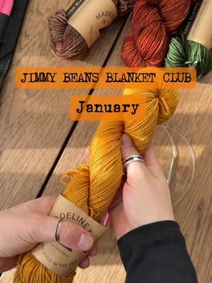 This is my first ever YEAR LONG project, so I’m pretty excited! 2025  @Jimmy Beans Wool | Yarn Shop blanket club yarn!! January’s color in Trailblazer palette in knitting is Liquid Gold, and we have 2 stripes and 1 block. Here is just one stripe. Let me know if you want to see more! 💛 The club signups are OPEN now and you can still get your January yarn in! 📌You can choose to do a CROCHET or KNIT,  📌choose your color theme - they have BEACHY KEEN (think beach: blues/greens/sandy) or TRAILBLAZER (think mountains: browns/oranges/reds),  📌and choose your yarn base: MadTosh blanket (100% super wash merino) or Jimmy Beans Beanstalk Worsted (100% acrylic). I’m doing a knit blanket in trailblazer colors with MadTosh Blanket (I got an early look at all the colors from team @jimmybeanswool Signup link is in my profile and in the stories so you guys can sign up for the club and we can be blanket buddies 😉 All blankets are designed by @lenaskvagerson !  My needles, as usual, are @lykkemakehappy  ▪️ #jimmybeanswool #blanketclub #jimmybeansblanketclub #knittedblanket #knittingpattern #knittingclub #madtosh #madtoshyarn