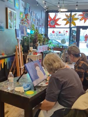 This afternoon we painted a snowman in the studio. These turned out so cute!  #CreativeProcess #PaintingParty #ArtStudio #LearnToPaint #SnowmanArt 