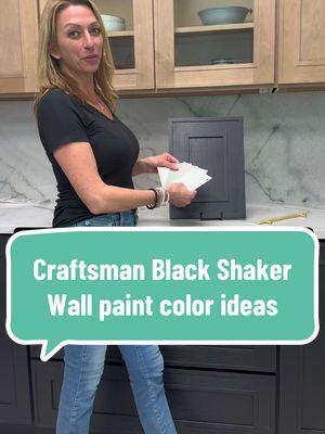 Paint colors that pair beautifully with our stained black cabinet! #shewrinwilliams #kitchenpaintcolor #blackcabinets #wallpaintcolor 